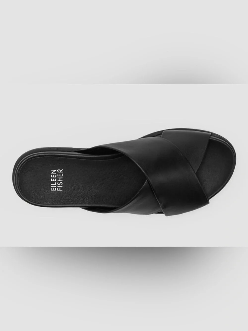 Eileen Fisher Dibs Nappa Leather Wedge Sandal Black Size 8